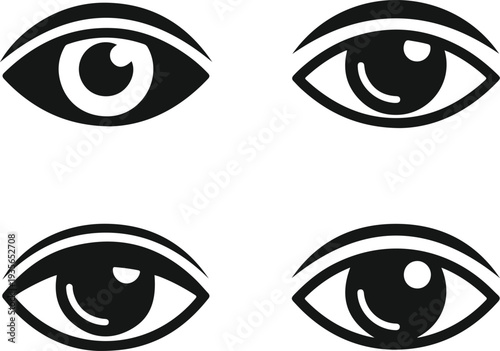 Four different human eyes in a vector illustration flat design style