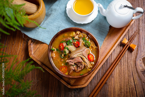 Braised Lamb Stew with Fresh Vegetables and Tea Service