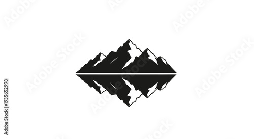 Abstract mountain range reflection with a striking black silhouette