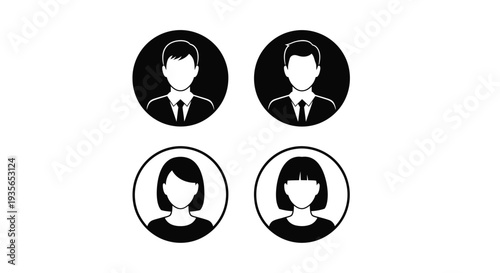 Four circular profile icons depicting people a striking silhouette