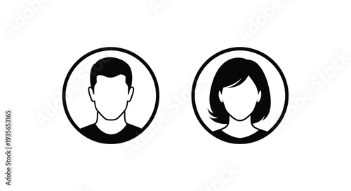 Two circular head silhouettes depicting a man and a woman silhouette