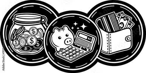 Effective financial planning with savings, digital banking, and budgeting tools, pig bank, wallet, and other for any design needs