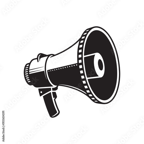 Megaphone icon representing announcement and communication symbol for public speaking and attention gathering vintage loudhailer retro tool