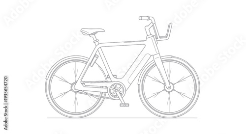 Line Drawing of Bicycle Illustration.