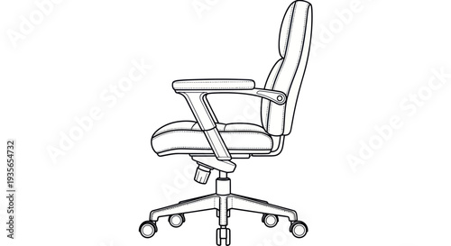 Office Chair with Adjustable Armrests Illustration.