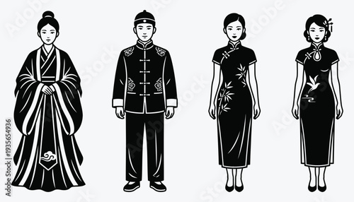 Elegant East Asian Traditional Clothing