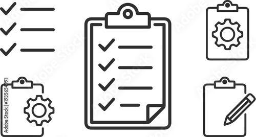 Checklist clipboard icons set vector illustration flat design checklist symbols