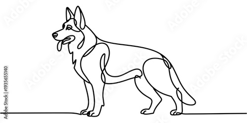 German Shepherd dog outline illustration simple line art