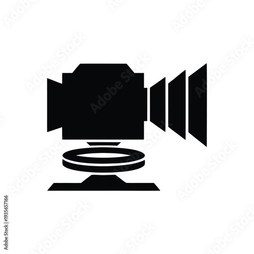 Minimalist black camera icon on white background