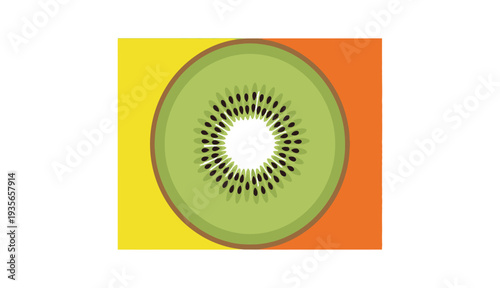 Vibrant kiwi fruit slice illustration on colorful background