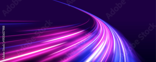 Flashing light streams weave through a dark abstract scene, forming patterns of speed and rhythm. Vibrant glow intensifies the composition. A refined vision of modern digital motion.