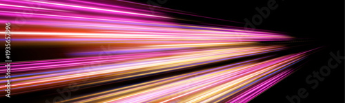 Shining neon arcs sweep across a cosmic-inspired background, symbolizing innovation and progress. Bright highlights shimmer along their path. A sleek abstract design filled with motion.