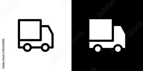 Delivery Car icon concept with flat Black White Background. Vector illustration.