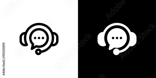 Customer Service icon concept with flat Black White Background. Vector illustration.