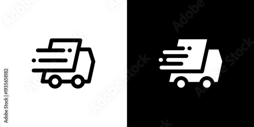 Fast Delivery icon concept with flat Black White Background. Vector illustration.
