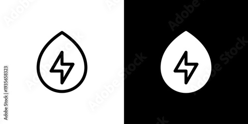 Water Drop Energy icon concept with flat Black White Background. Vector illustration.