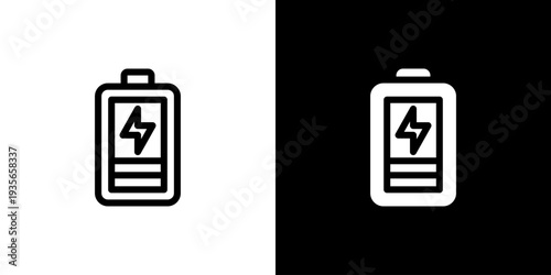 Eco Battery Power icon concept with flat Black White Background. Vector illustration.