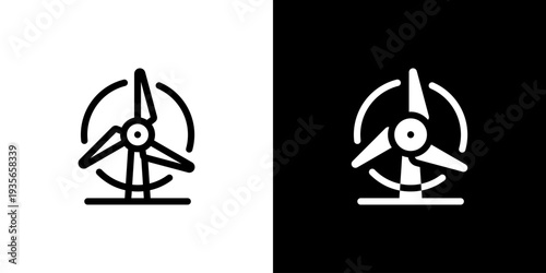 Wind Turbine Energy icon concept with flat Black White Background. Vector illustration.