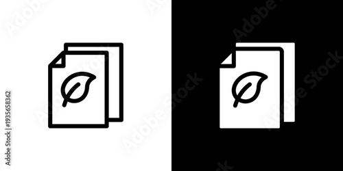 Eco Paper Document icon concept with flat Black White Background. Vector illustration.