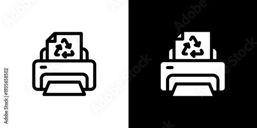 Recycled Paper Print icon concept with flat Black White Background. Vector illustration.