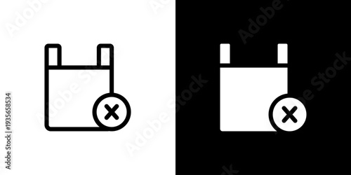 No Plastic Bags icon concept with flat Black White Background. Vector illustration.
