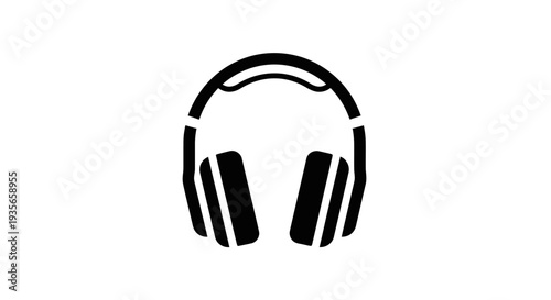 Headphones icon simple black silhouette for audio and music concepts