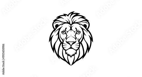 Lion head illustration black and white vector art graphic design symbol