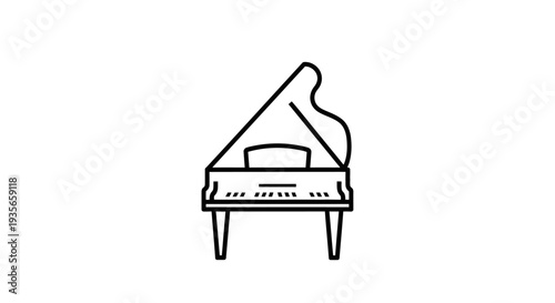 Minimalist illustration of a grand piano on white background