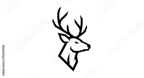 Minimalist stag head silhouette on white background for design purposes