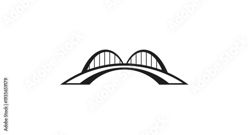 Modern stylized bridge design illustration isolated on white background