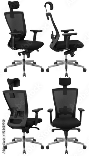 Real office chair photographed in studio and isolated with transparent background. High-quality furniture product photography in PNG format, ideal for office interior design, business presentations
