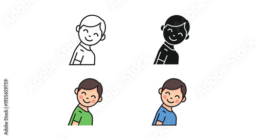 Boy Peeking Icon Set Commercial Use