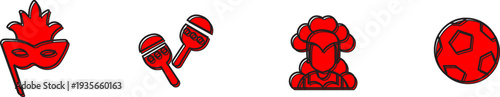  Carnival of rio icon sets flat classical brazillian symbols outline.eps