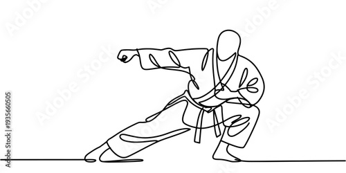 Karate fighter outline illustration simple line art design