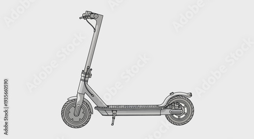 Electric Scooter Side View Illustration.
