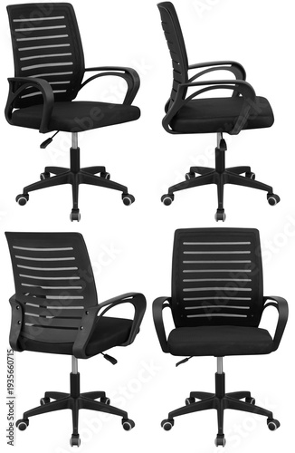 Real office chair photographed in studio and isolated with transparent background. High-quality furniture product photography in PNG format, ideal for office interior design, business presentations