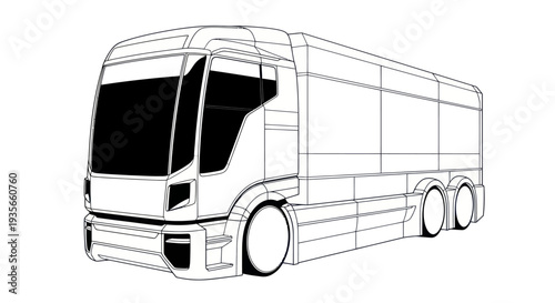 Modern Semi Truck Illustration with Clean Design.