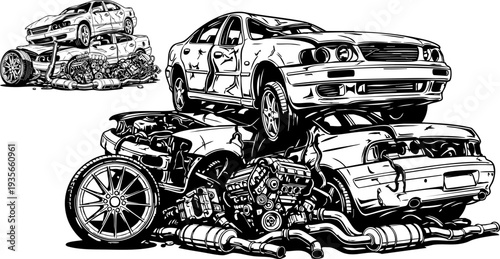 Set of 3 car crash icons vector