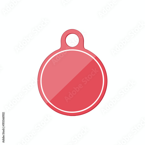 Modern Red Pet Identification Tag on a White Background