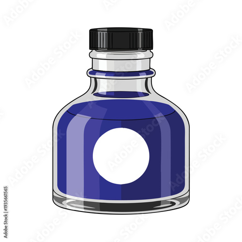 Vibrant Blue Ink in a Classic Glass Ink Bottle for Artistic Creativity and Writing