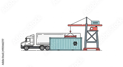 Truck Loading Shipping Container Crane.