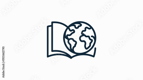 Earth globe on open book icon education and learning symbol global knowledge concept