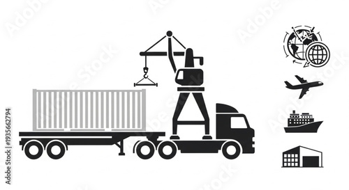 Truck Loading Shipping Container Logistics.