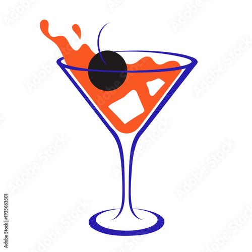 Vibrant Cocktail Glass Illustration