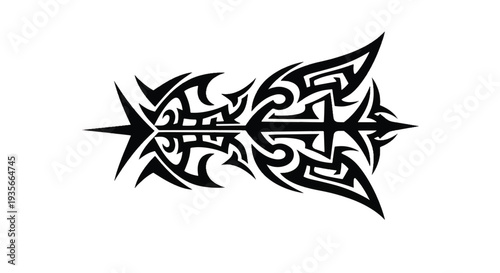 Bold black tribal tattoo style arrowhead motif design.