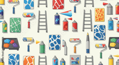 Collection of Painting Tools and Supplies.