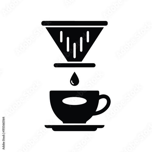 Pour Over Coffee Dripper Line Icon