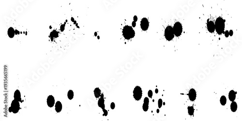 Assorted Black Ink Brush Strokes and Shapes Keywords: black, ink, brush, stroke, shape, grunge eps10.