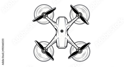 Quadcopter Drone Top View Illustration.
