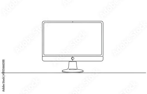 Single continuous line drawing of retro old classic personal computer processor unit.